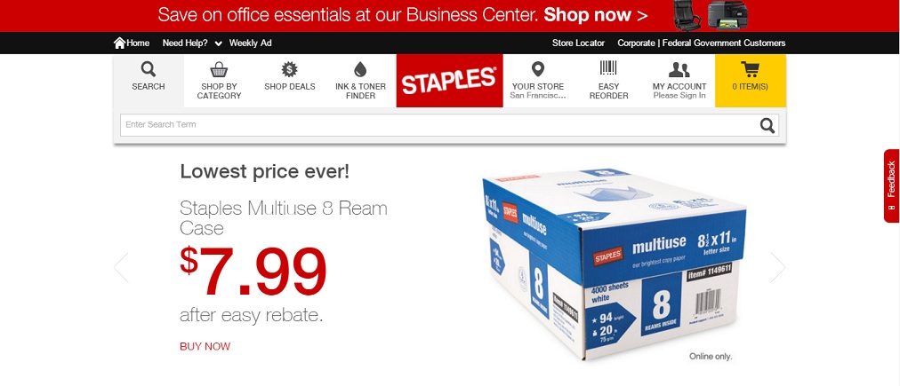 Staples Office Supplies Homepage