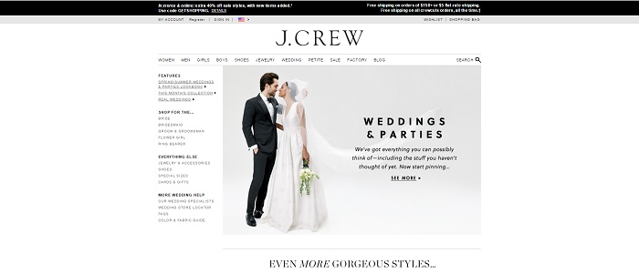 jcrew.com homepage