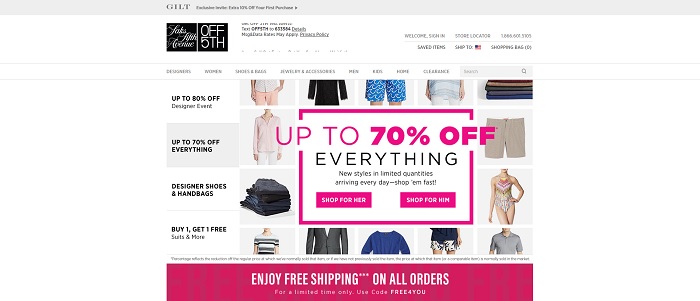 Saks Off 5th homepage