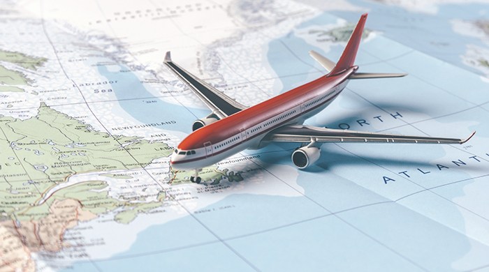 Toy plane on a map